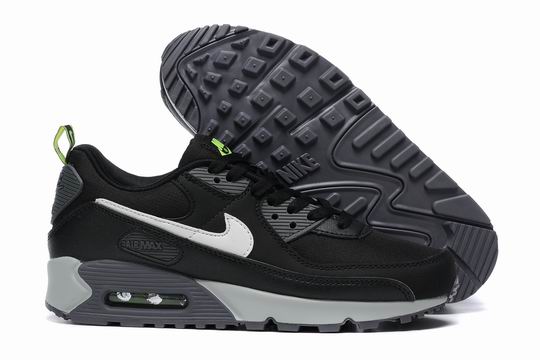 Cheap Nike Air Max 90 Black White Swoosh Grey Green Men's Shoes-102